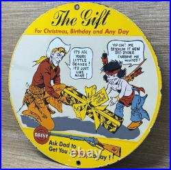 Vintage Daisy Bb Gun Porcelain Sign Dealership Air Rifle Gas Motor Oil Pistol