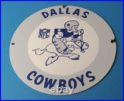Vintage Dallas Cowboys Porcelain NFL Stadium Field Football Sports Service Sign
