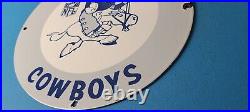 Vintage Dallas Cowboys Porcelain NFL Stadium Field Football Sports Service Sign