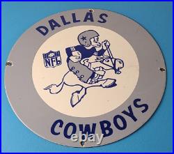 Vintage Dallas Cowboys Porcelain Sign Football NFL Gas Pump Service Sign