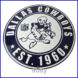 Vintage Dallas Cowboys Porcelain Sign Texas Football NFL Gas Pump Sign