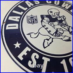 Vintage Dallas Cowboys Porcelain Sign Texas Football NFL Gas Pump Sign