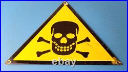 Vintage Danger Sign Skull Crossbones Warning Caution Gas Pump Service Sign