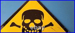 Vintage Danger Sign Skull Crossbones Warning Caution Gas Pump Service Sign