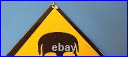 Vintage Danger Sign Skull Crossbones Warning Caution Gas Pump Service Sign