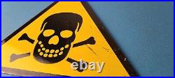 Vintage Danger Sign Skull Crossbones Warning Caution Gas Pump Service Sign