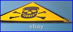 Vintage Danger Sign Skull Crossbones Warning Caution Gas Pump Service Sign