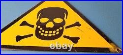 Vintage Danger Sign Skull Crossbones Warning Caution Gas Pump Service Sign