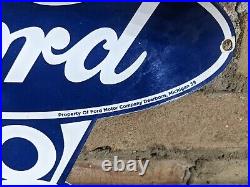 Vintage Dated 1939 Ford Motor Company Die Cut Porcelain Dealer Sign 12 X 9