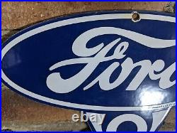 Vintage Dated 1939 Ford Motor Company Die Cut Porcelain Dealer Sign 12 X 9