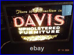 Vintage Davis Upholstered Furniture Reverse Painted Lighted Sign