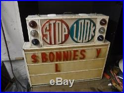 Vintage Deco 50'S Lighted STOP LOOK SIGN Changeable Letter Marquee