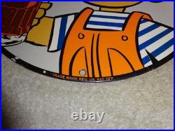 Vintage Dennis The Menace+ A & W Root Beer 11 3/4 Porcelain Metal Soda Gas Sign