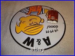 Vintage Dennis The Menace+ A & W Root Beer 11 3/4 Porcelain Metal Soda Gas Sign
