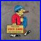 Vintage-Dependable-Used-Cars-Old-Us-Gasoline-Oil-Gas-Pump-Enamel-Porcelain-Sign-01-yx