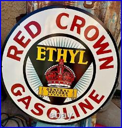 Vintage Design Gm Motor 30 Red Crown Gasoline Double Sided Porcelain Sign