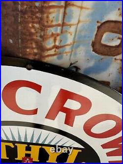 Vintage Design Gm Motor 30 Red Crown Gasoline Double Sided Porcelain Sign