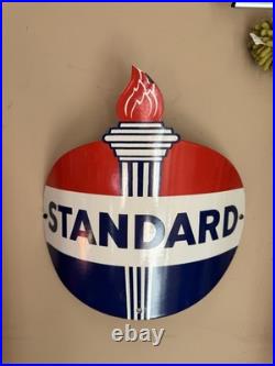 Vintage Design Standard Gasoline Porcelain 15 Curved Sign