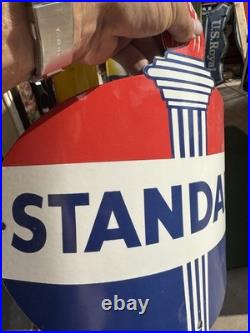 Vintage Design Standard Gasoline Porcelain 15 Curved Sign