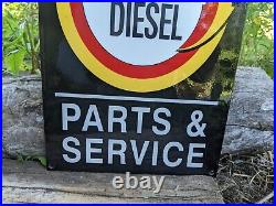 Vintage Detroit Diesel Black Porcelain Enamel Sign 12 X 8