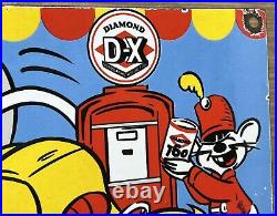 Vintage Diamond D-x Dumbo Porcelain Sign Motor Oil Gas Station Gasoline Service