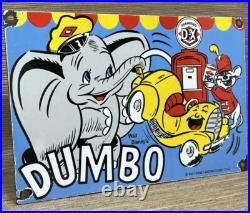 Vintage Diamond D-x Dumbo Porcelain Sign Motor Oil Gas Station Gasoline Service
