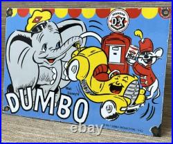 Vintage Diamond D-x Dumbo Porcelain Sign Motor Oil Gas Station Gasoline Service