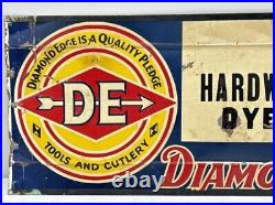 Vintage Diamond Edge Tools Tin Embossed General Store Advertising Sign 28 Long