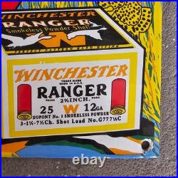 Vintage Die Cut Winchester Ra Old Us Gasoline Oil Gas Pump Enamel Porcelain Sign