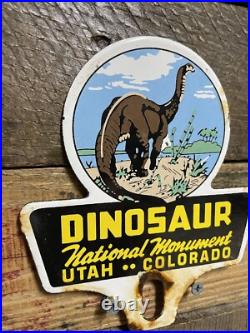 Vintage Dinosaur National Monument Porcelain Advertising Sign Park Topper. Gas Vintage Dinosaur National Monument Porcelain Advertising Sign Park Topper. Gas