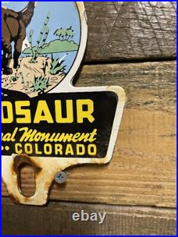 Vintage Dinosaur National Monument Porcelain Advertising Sign Park Topper. Gas Vintage Dinosaur National Monument Porcelain Advertising Sign Park Topper. Gas
