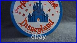 Vintage Disney Porcelain Metal Mad Hatter Alice Gas Service Oil Sign Rare Ad