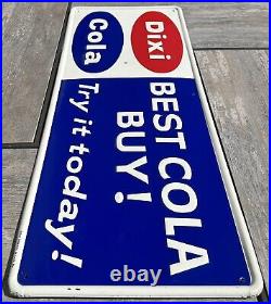 Vintage Dixi Cola Metal Sign Soda Advertising Stout Sign St Louis Red White Blue