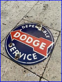 Vintage Dodge Porcelain Sign Used Car Dealer Oil Old Gas Station Garage Mechanic