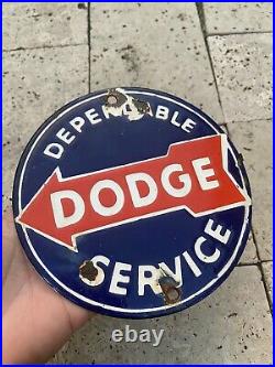 Vintage Dodge Porcelain Sign Used Car Dealer Oil Old Gas Station Garage Mechanic