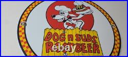 Vintage Dog n Suds Sign Root Beer & Hot Dogs Advertising Porcelain Sign