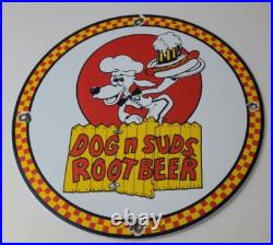 Vintage Dog n Suds Sign Root Beer & Hot Dogs Advertising Porcelain Sign