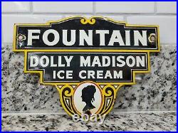Vintage Dolly Madison Porcelain Sign Ice Cream Parlor Sweet Soda Gas Station Oil