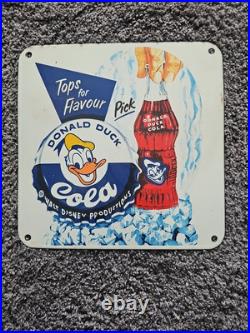 Vintage Donald Duck Soda Porcelain Sign Drink Gas Service Sign 10 X 10