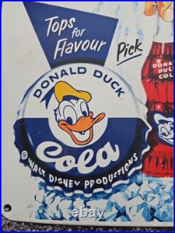 Vintage Donald Duck Soda Porcelain Sign Drink Gas Service Sign 10 X 10