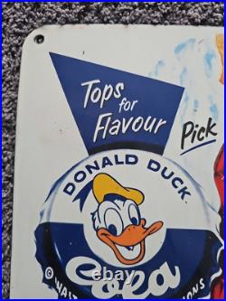 Vintage Donald Duck Soda Porcelain Sign Drink Gas Service Sign 10 X 10