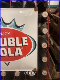 Vintage Double Cola Porcelain Sign Old Soda Beverage Advertising Food Gas Oil