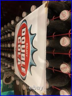 Vintage Double Cola Porcelain Sign Old Soda Beverage Advertising Food Gas Oil