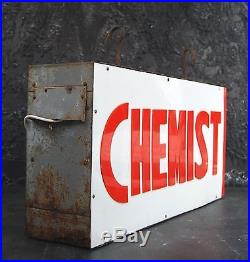 Vintage Double Sided Cast Iron Chemist Light Box Sign Decorative Advertising