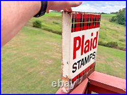 Vintage Double Sided Plaid Stamps Sign (Very Rare)