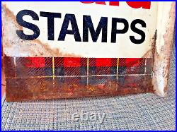 Vintage Double Sided Plaid Stamps Sign (Very Rare)