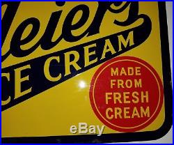 Vintage Double Sided Porcelain Meier's Ice Cream Sign 24 X 18
