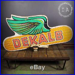 Vintage Double Sided Wooden DeKalb Winged Ear Advertising Sign