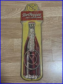 Vintage Dr. Pepper Advertising Thermometer Sign Original Mid 1930's