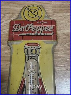 Vintage Dr. Pepper Advertising Thermometer Sign Original Mid 1930's